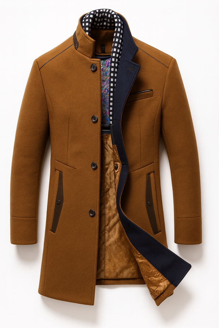 Tailored Long Coat in a Wool Blend Fabric