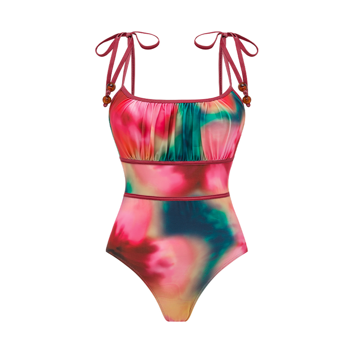 Tie-shoulder Plant-based Printing Swimsuit Set(s)