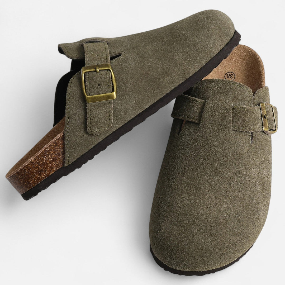 Roselains | Men’s Suede Mules – Sculpted Clog-Inspired Comfort