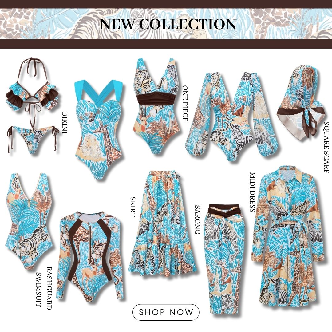 Color Block Animal Print Swimsuit Set(s)