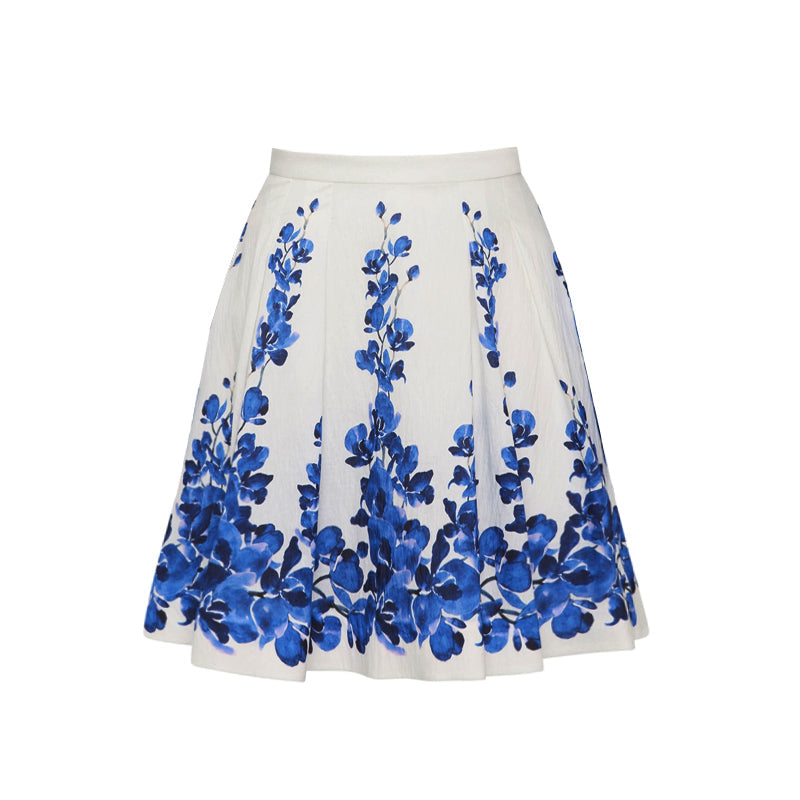 Printed Long-sleeved One Piece Swimsuit and Skirt