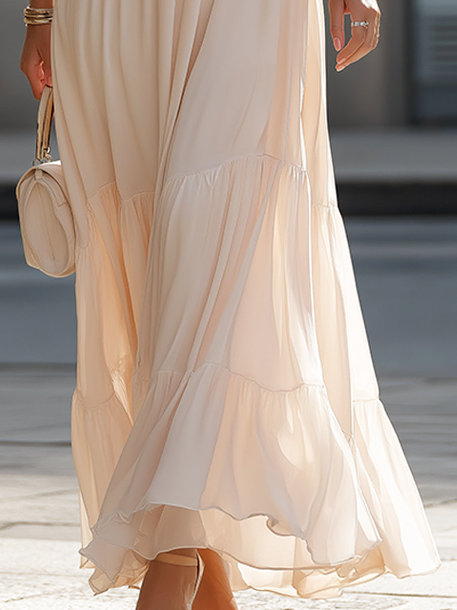 Layered Ruffle Spaghetti Strap Tiered Maxi Dress