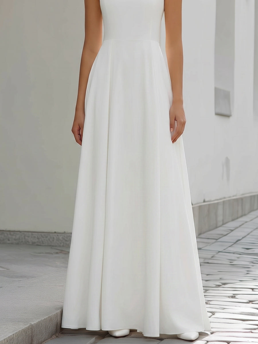 Ruffle Neck Sleeveless A-Line Maxi Dress