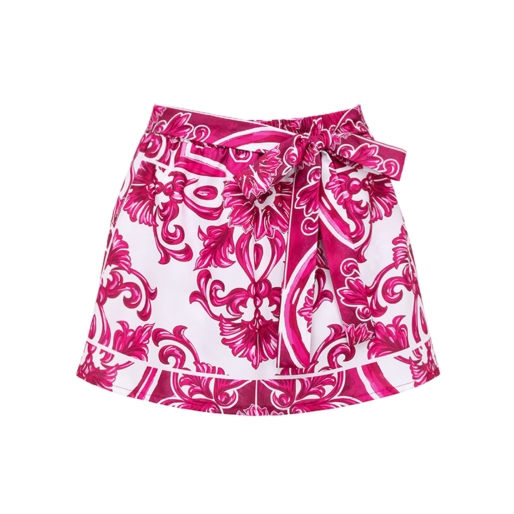 Ruffle Classic Majolica Series Pattern Print Bikini Swimsuit and Skirt or Shorts