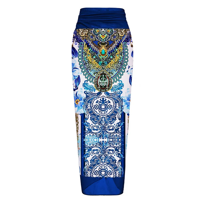 Reversible Tie-shoulder One Piece Swimsuit and sarong