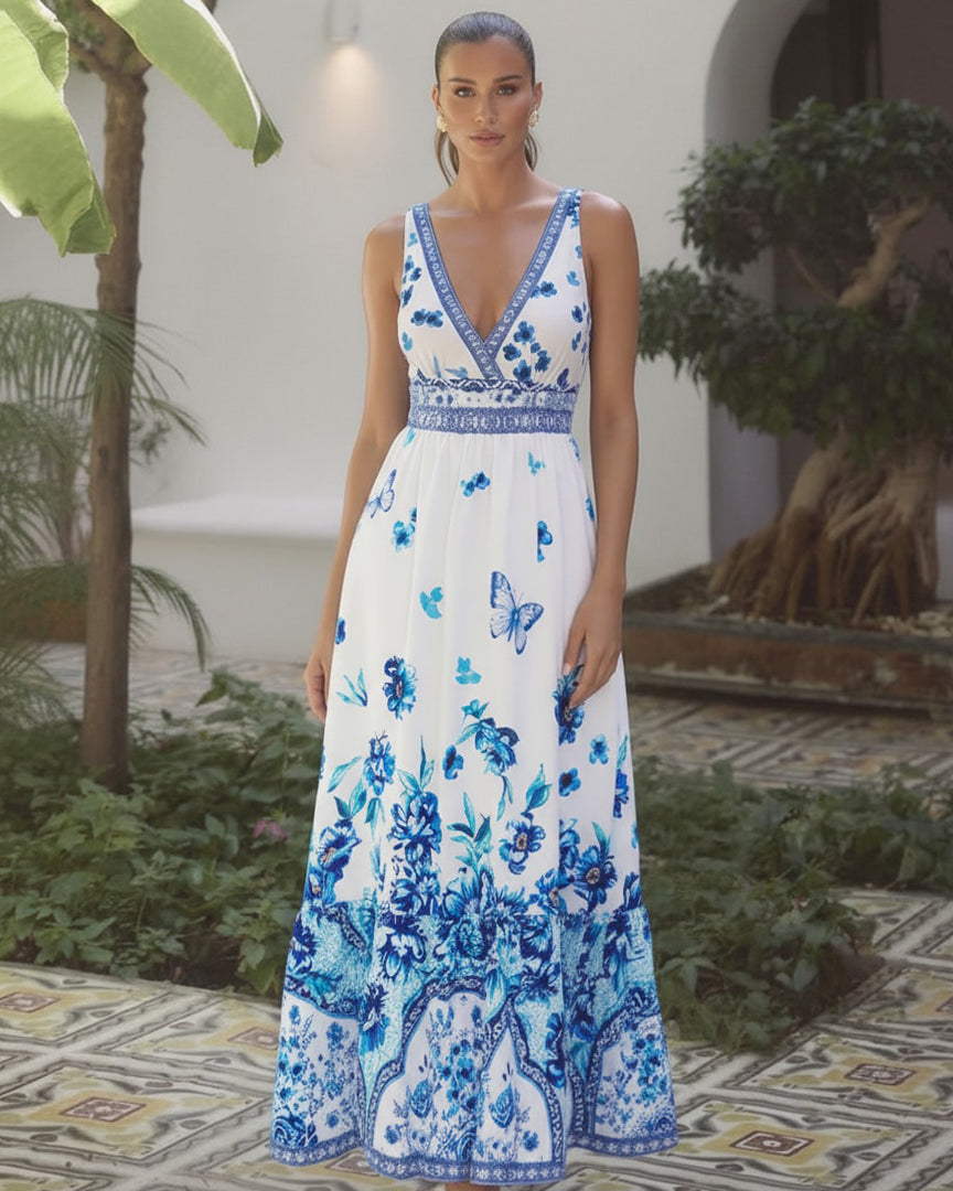 V-neck Peony Print Swimsuit Set(s)