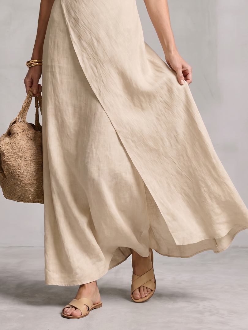 Hyacinth | Asymmetric Layered Round Neck Maxi Dress