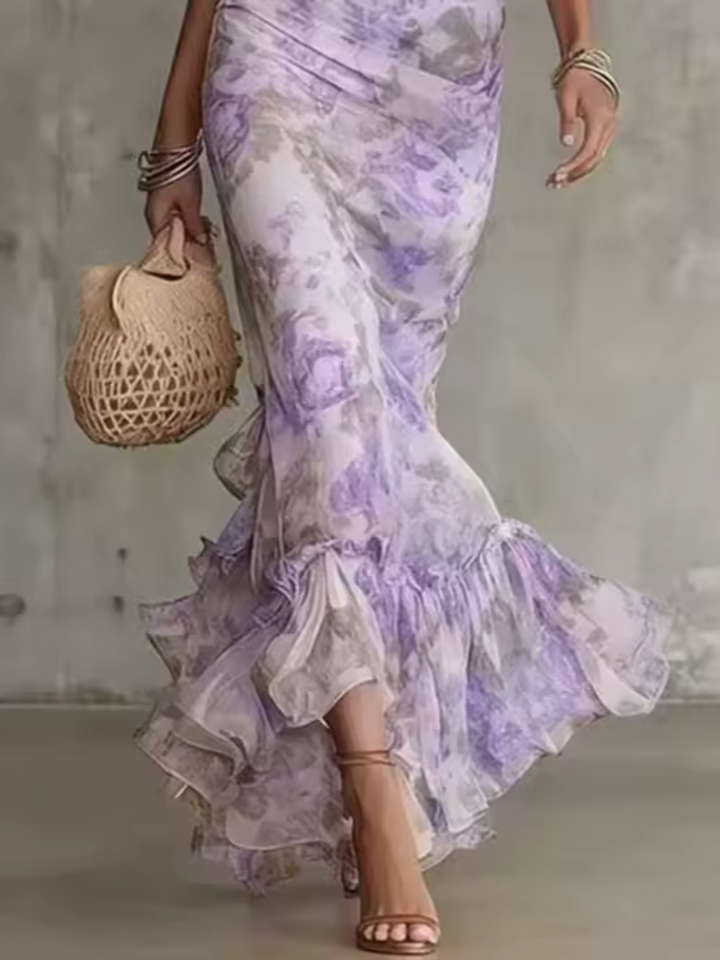 Mae | Vintage Rose Print Puff Sleeve Maxi Dress