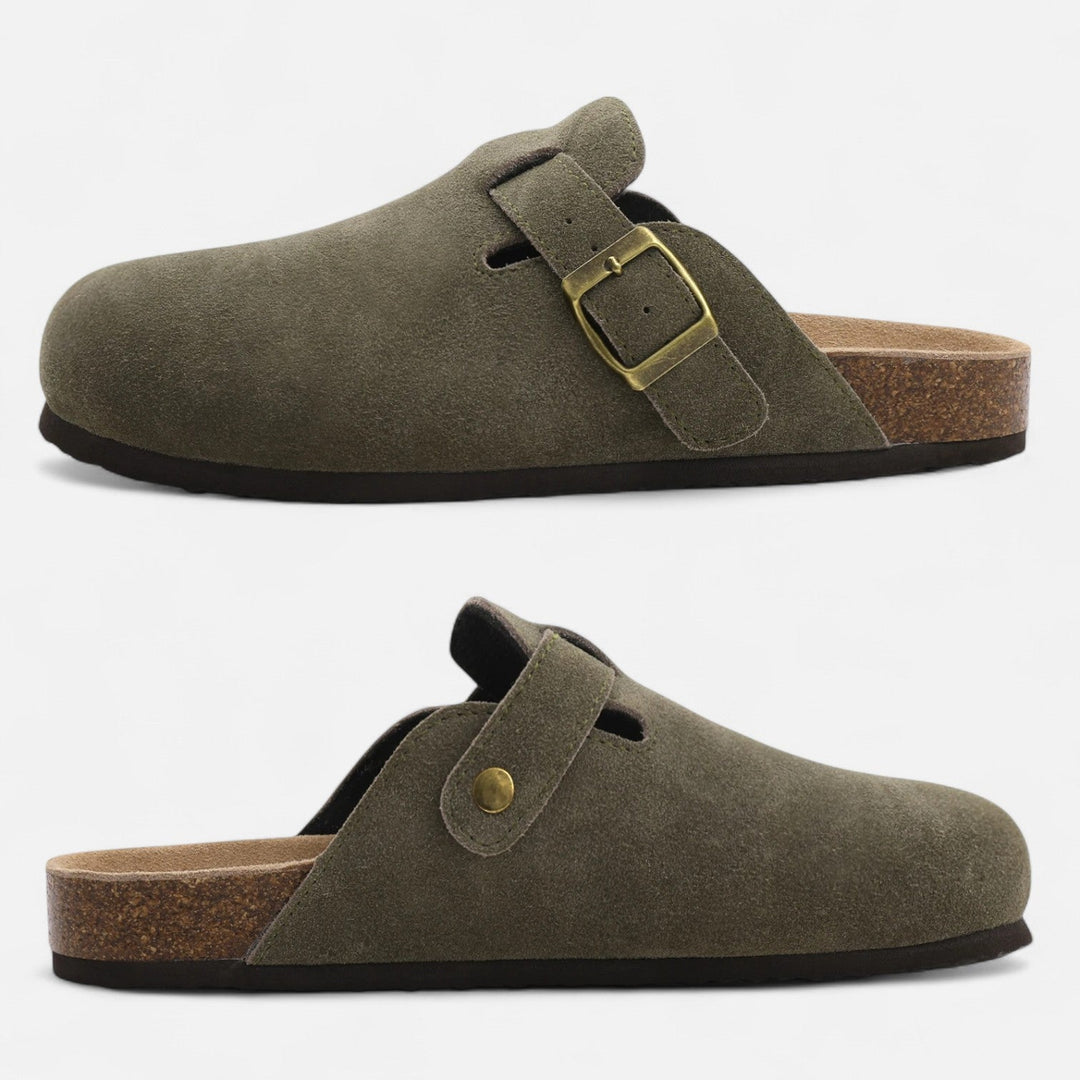 Roselains | Men’s Suede Mules – Sculpted Clog-Inspired Comfort