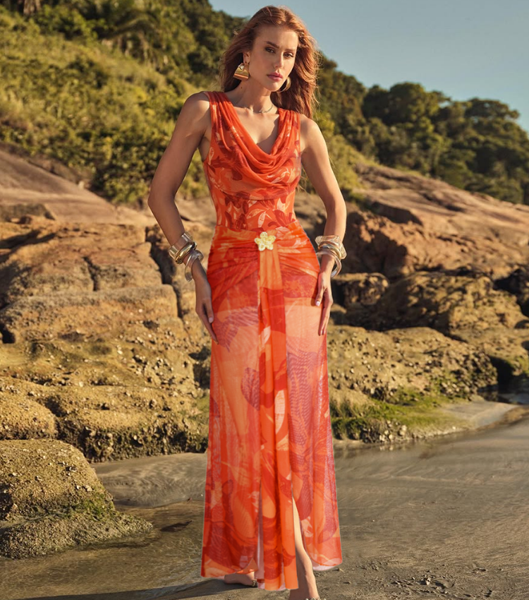 Orange Lily Print One Piece Swimsuit and sarong (Multiple ways to wear)