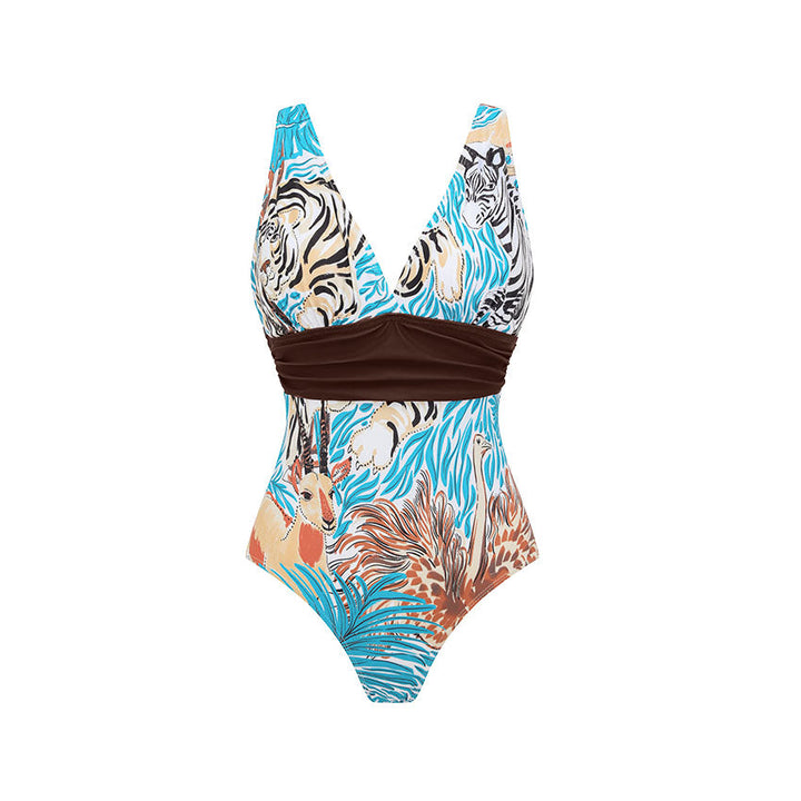 V Neck Animal Print Swimsuit Set(s)