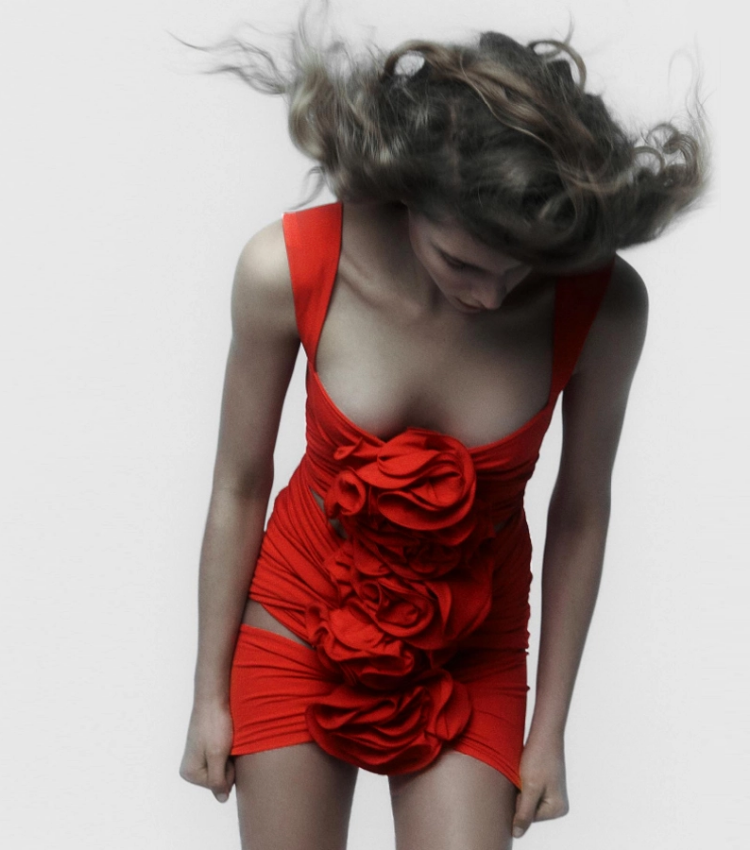 3D Flower Cutout One Piece Swimsuit and Skirt