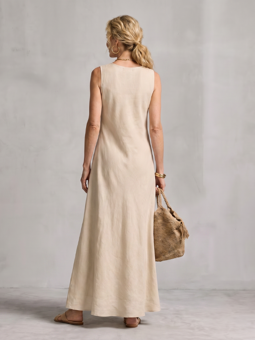 Hyacinth | Asymmetric Layered Round Neck Maxi Dress