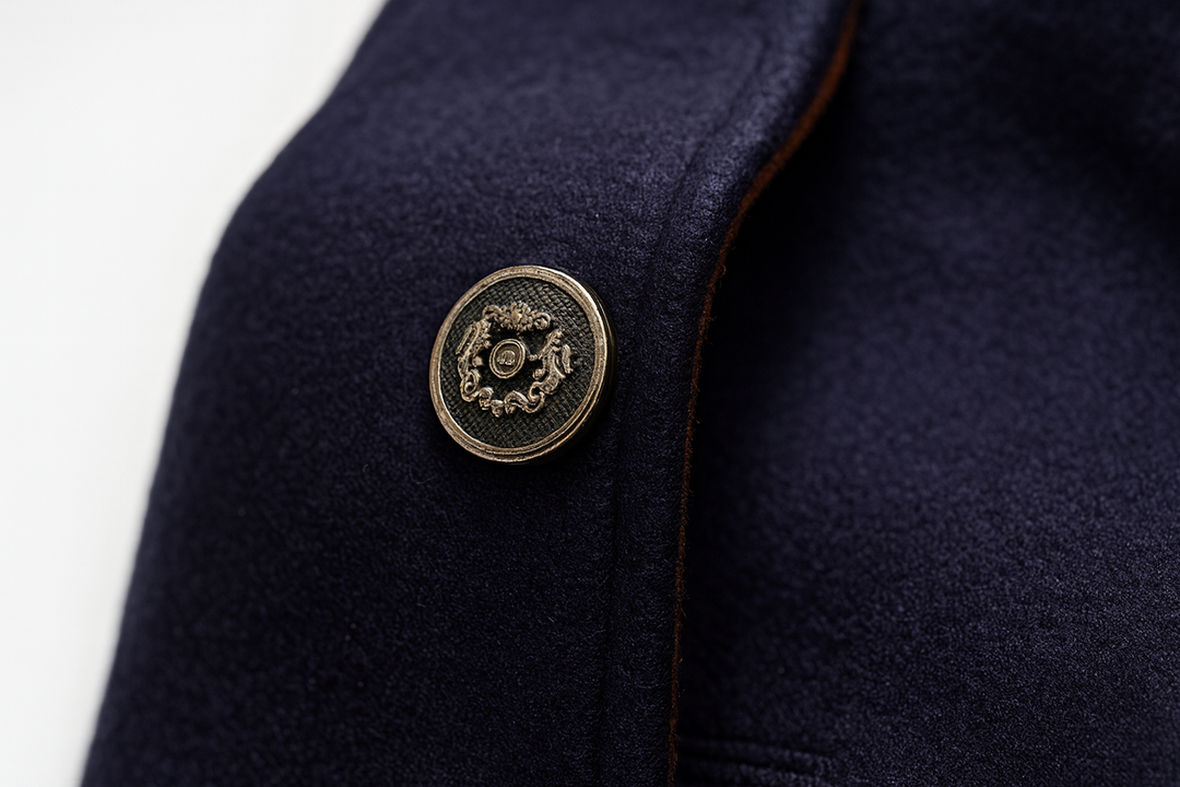 Wool Blend Overcoat with Notch Lapel Collar