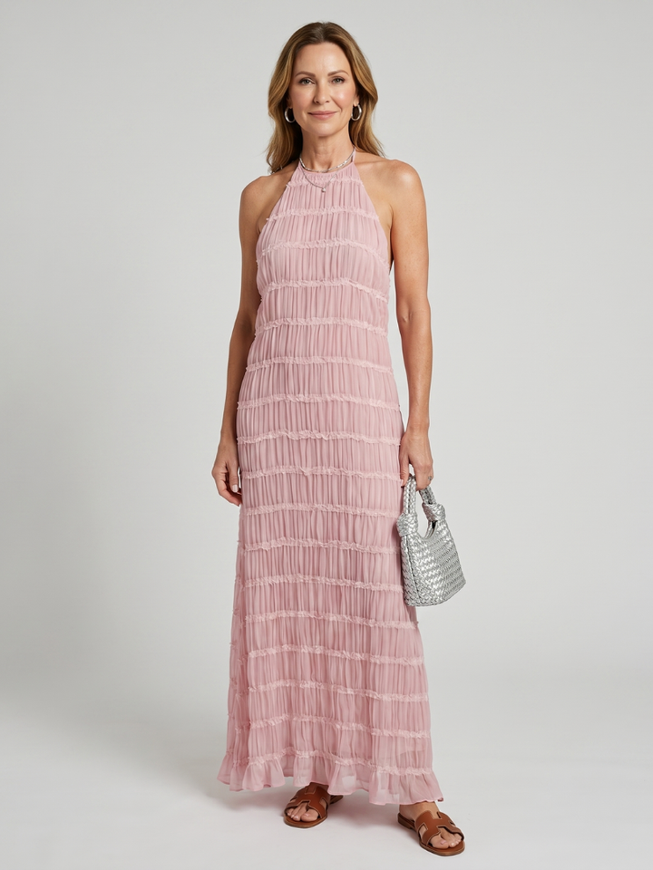 Jolene | Textured Fringe Fitted Silhouette Maxi Dress