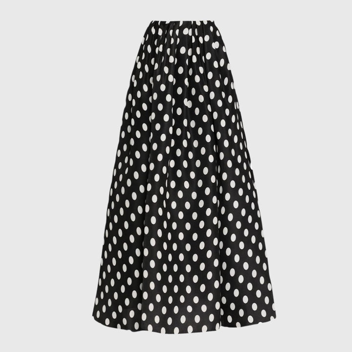 Bandeau Polka Dot Print One Piece Swimsuit and Skirt