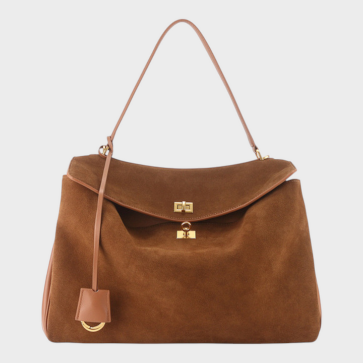 Two-Way Carry Leather Bag in Suede and Smooth Finishes