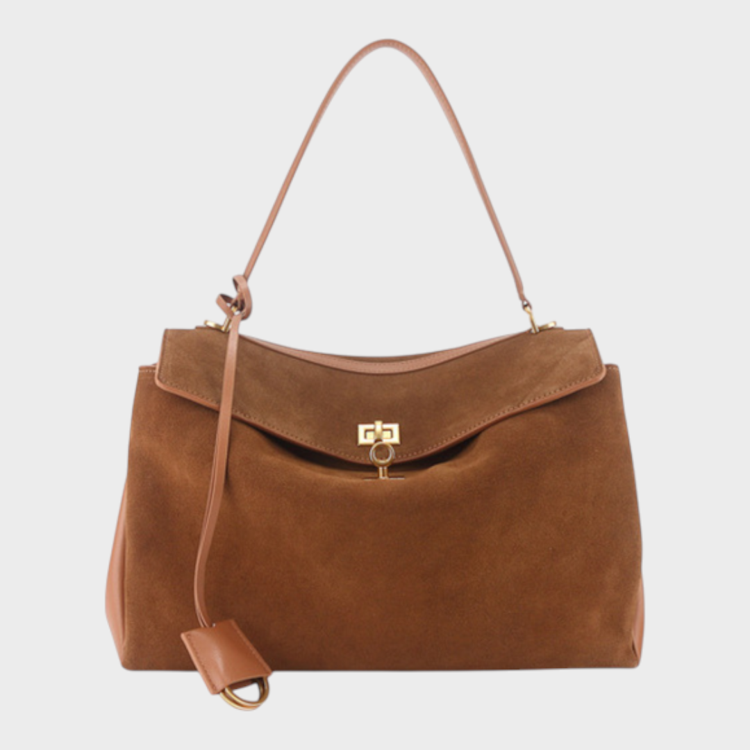 Soft Leather Handbag with Top Handle and Shoulder Strap