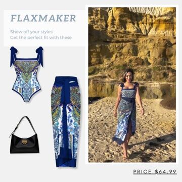 Reversible Tie-shoulder One Piece Swimsuit and sarong