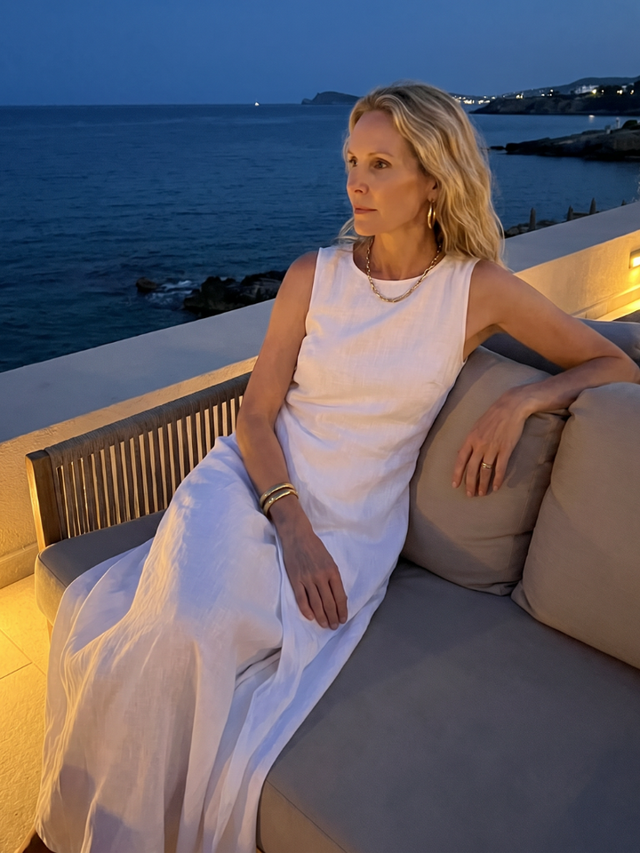 Hyacinth | Asymmetric Layered Round Neck Maxi Dress