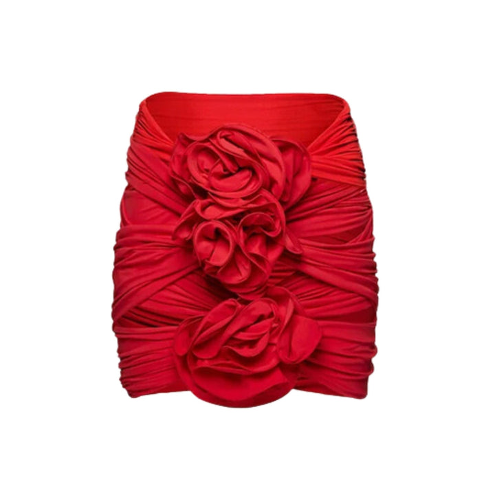 3D Flower Cutout One Piece Swimsuit and Skirt