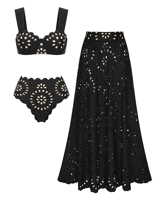 Underwire Black CutoutSwimsuit Set(s)
