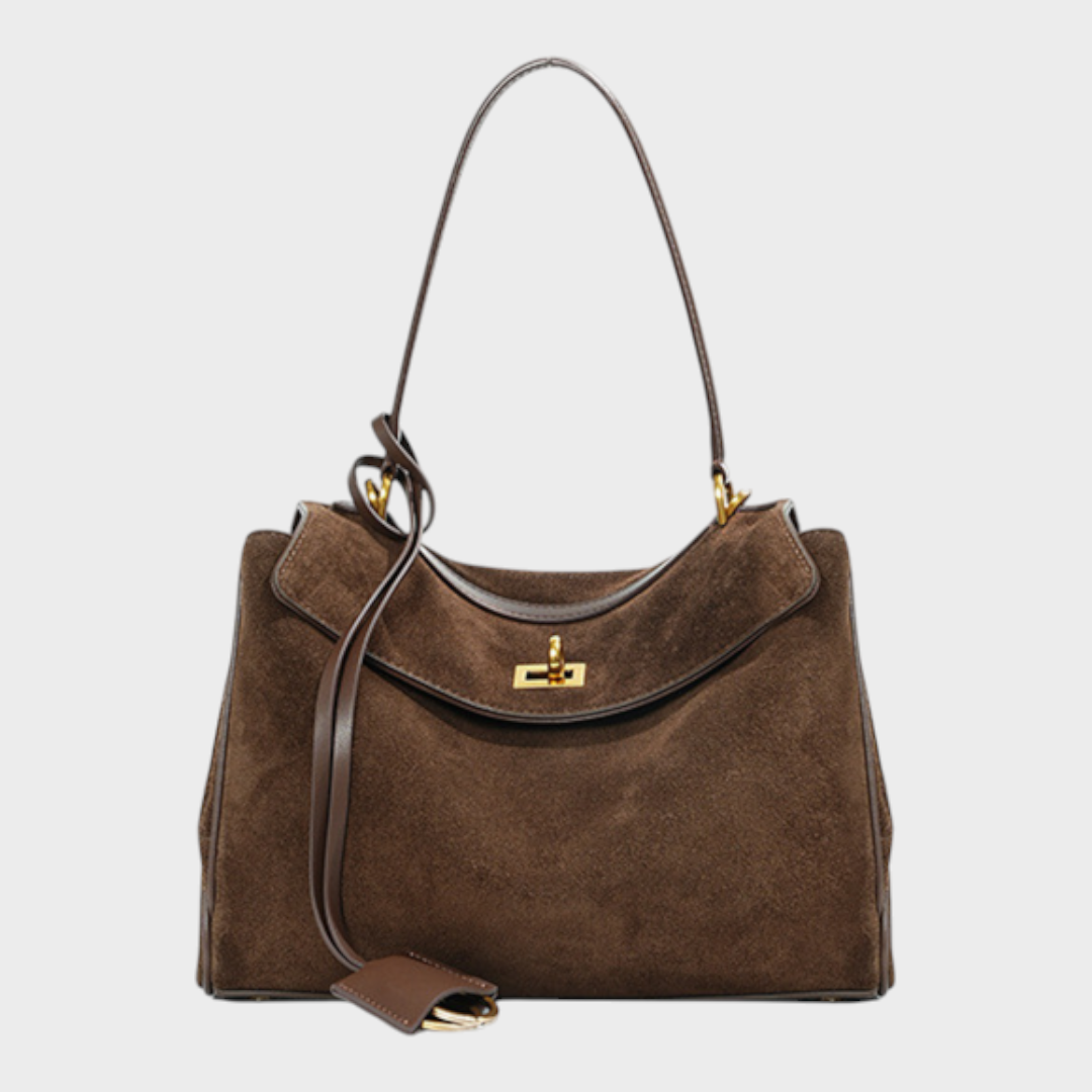 Two-Way Carry Leather Bag in Suede and Smooth Finishes