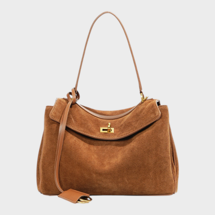 Two-Way Carry Leather Bag in Suede and Smooth Finishes