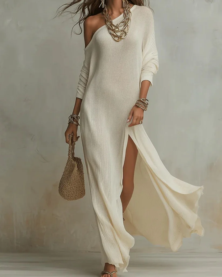 Solid Color Loose Slit Beach Maxi Dress