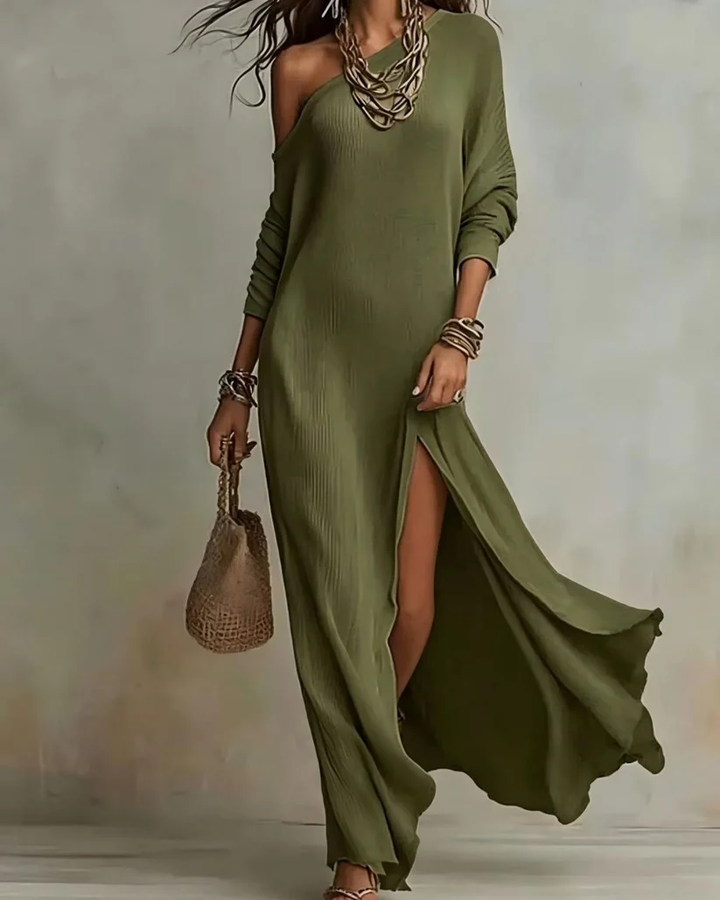 Solid Color Loose Slit Beach Maxi Dress