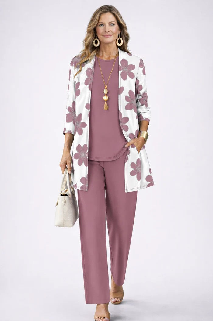 Margaret | Relaxed Cardigan, Top and Trouser Set for Everyday Wear