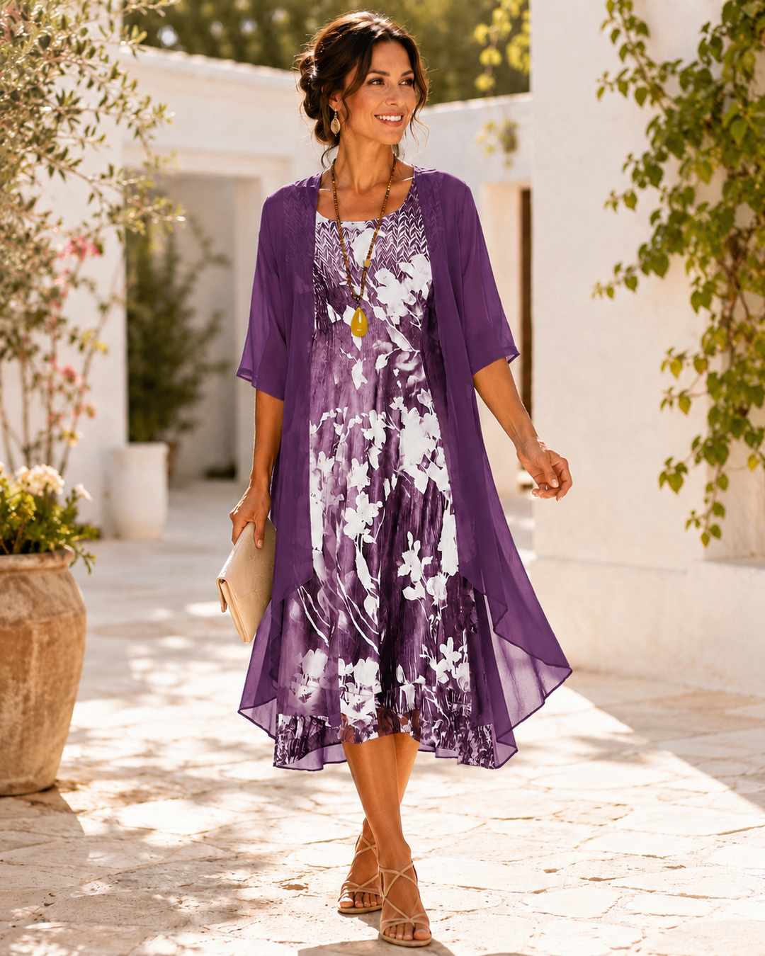Olivia Two-Layer Floral Overlay Dress