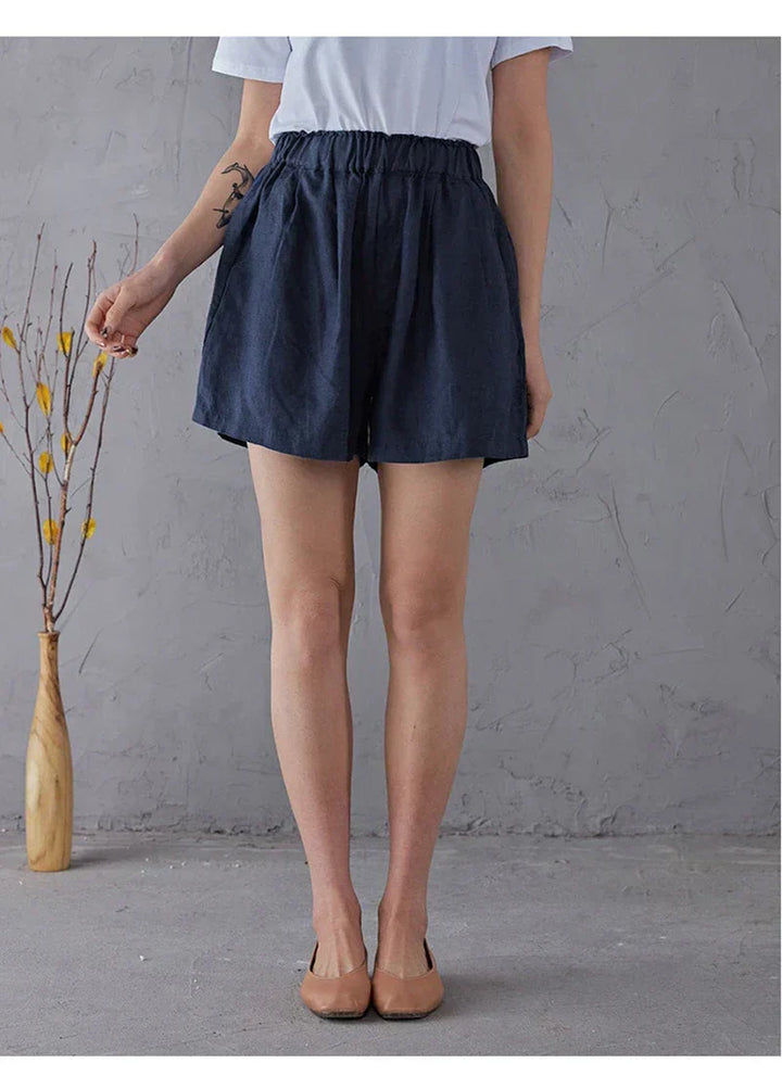 Relaxed Fit Drawstring Linen Shorts