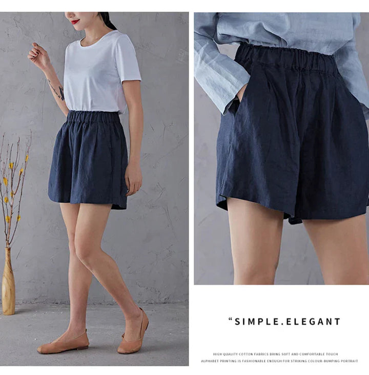 Relaxed Fit Drawstring Linen Shorts