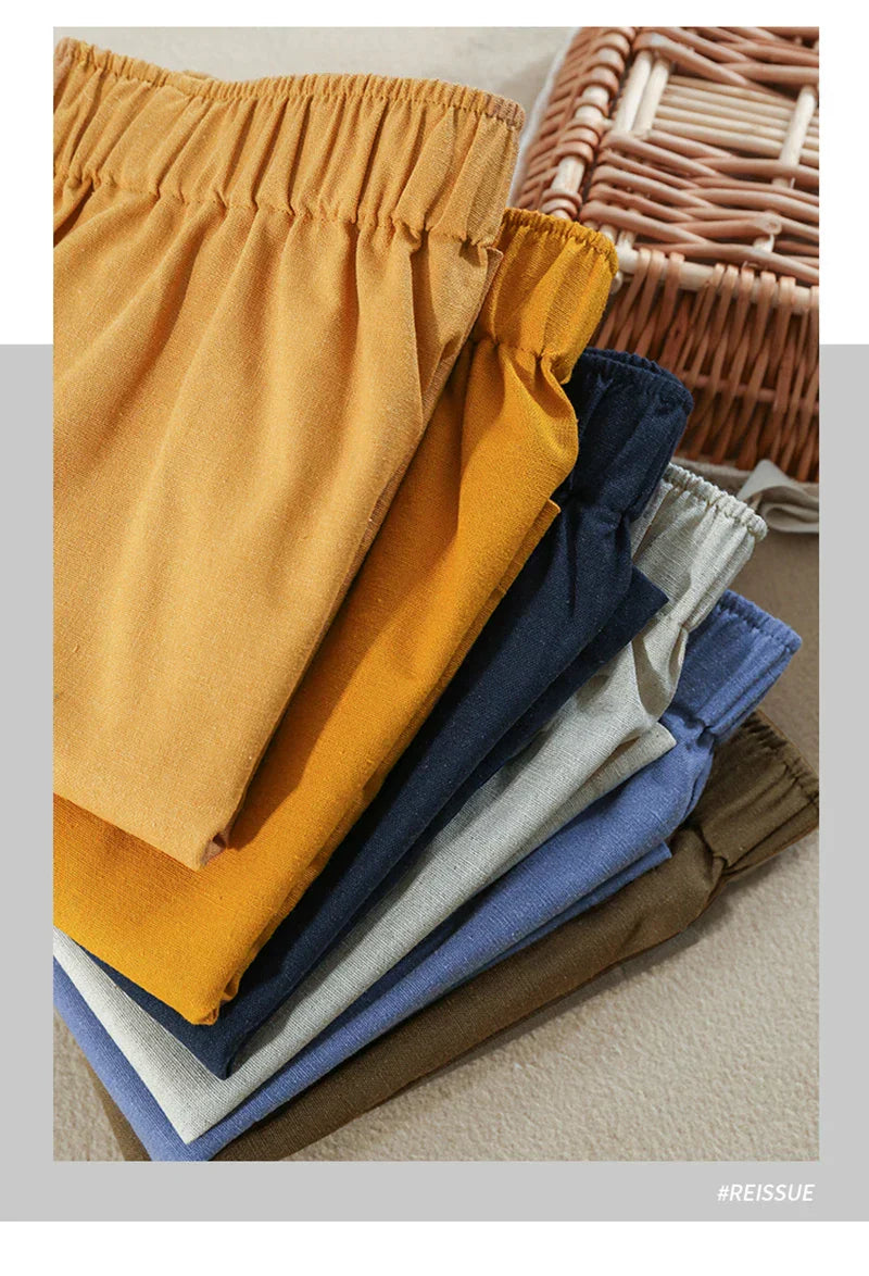 Relaxed Fit Drawstring Linen Shorts