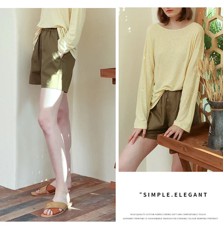 Relaxed Fit Drawstring Linen Shorts