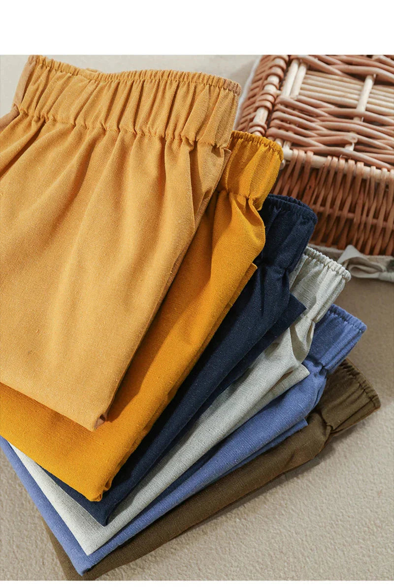 Relaxed Fit Drawstring Linen Shorts
