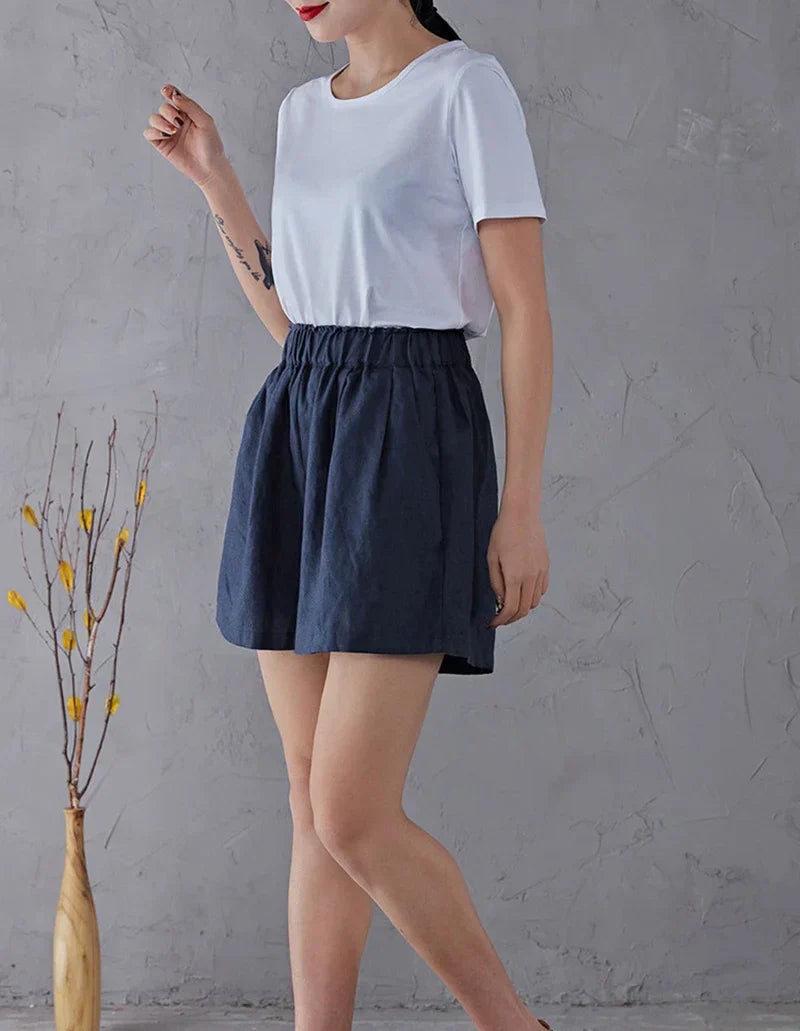 Relaxed Fit Drawstring Linen Shorts
