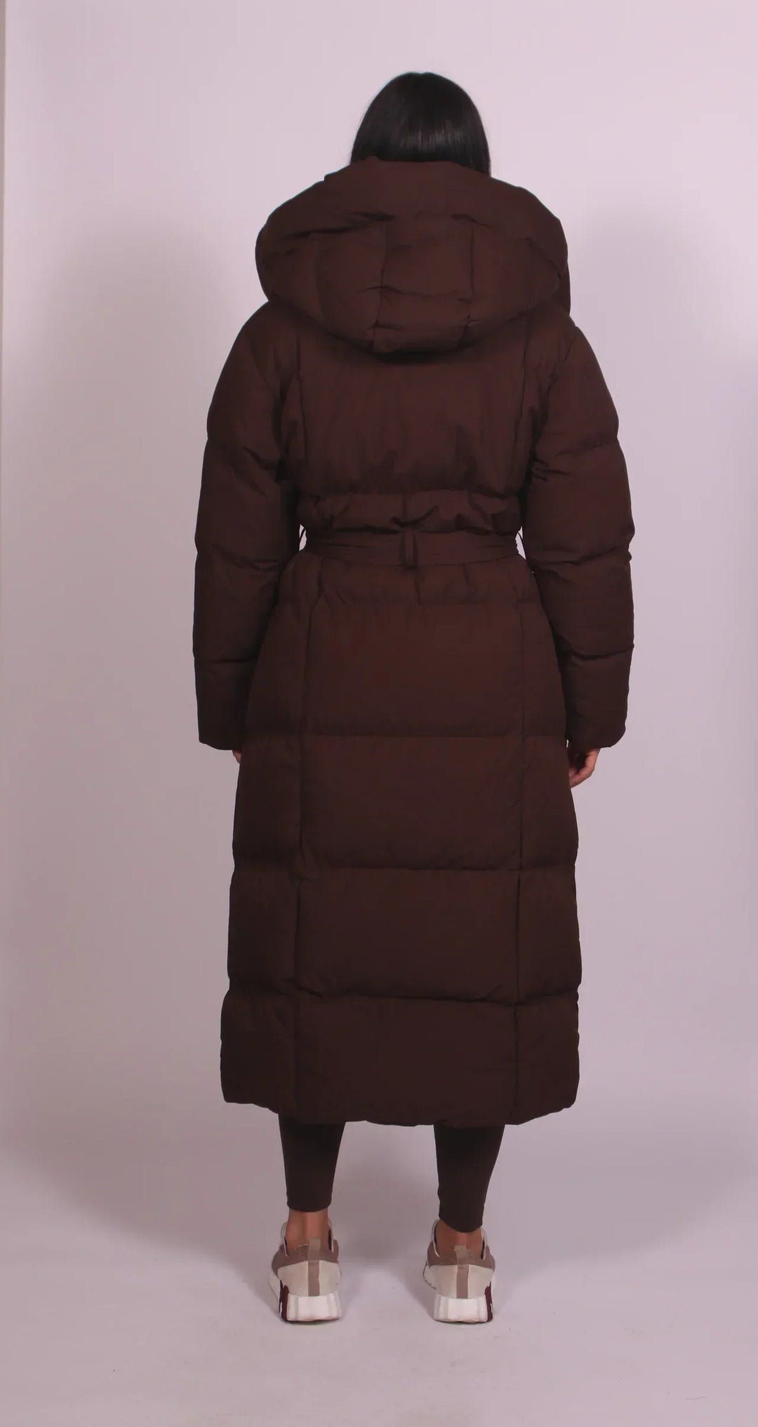 Full-Length Padded Coat with Cinched Waist