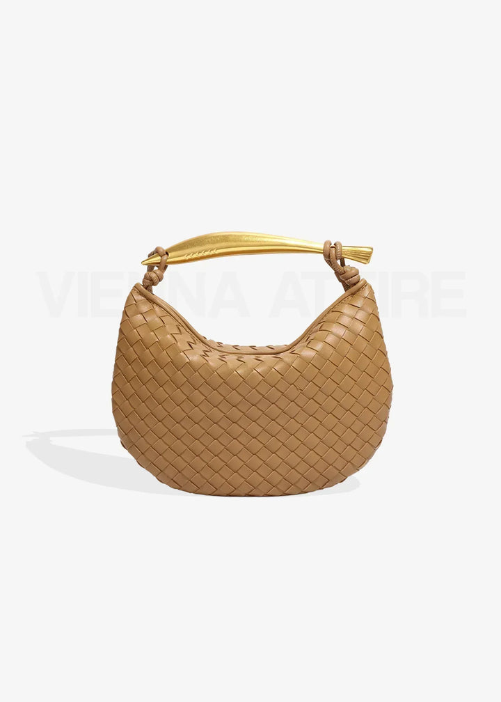 Alexandra – Woven Pattern Bag with Gold Handle