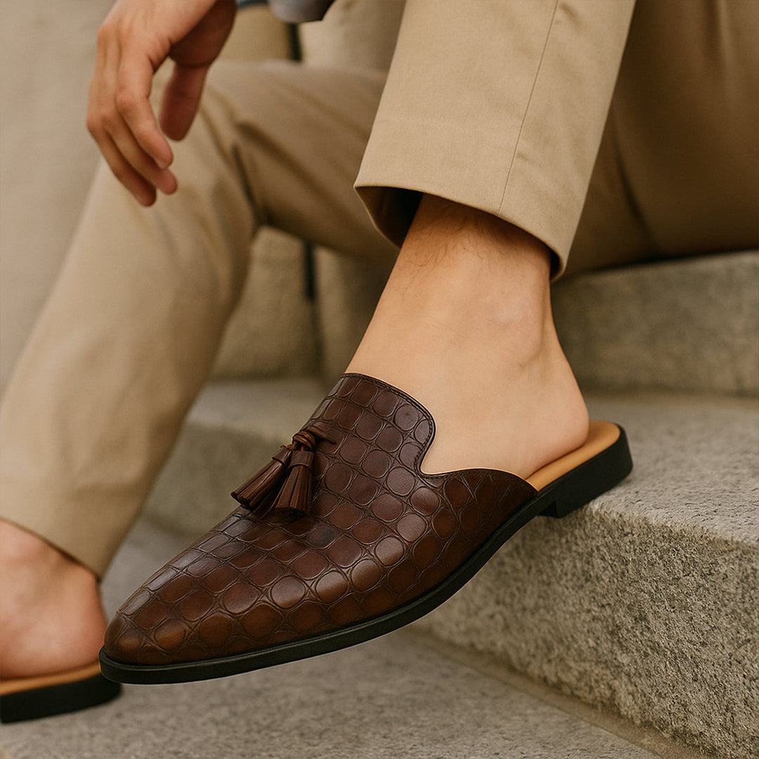 Men's Leather Mule Loafers – Slip-On Comfort & Style
