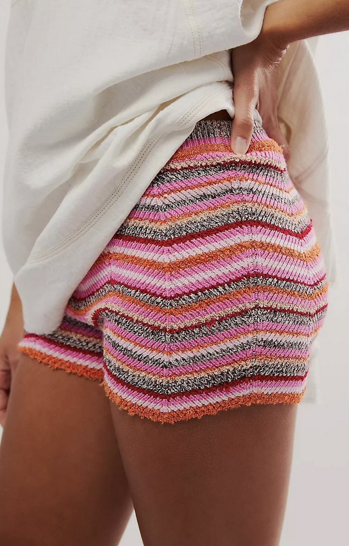 Striped Knit Cotton Shorts