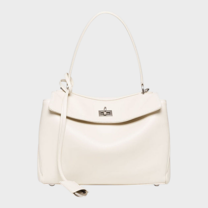 Cowhide Shoulder Bag with Magnetic Flap Closure