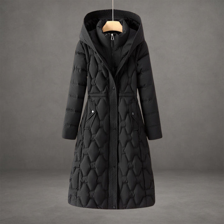 Hooded Winter Coat in a Longline Cut with Zip Front