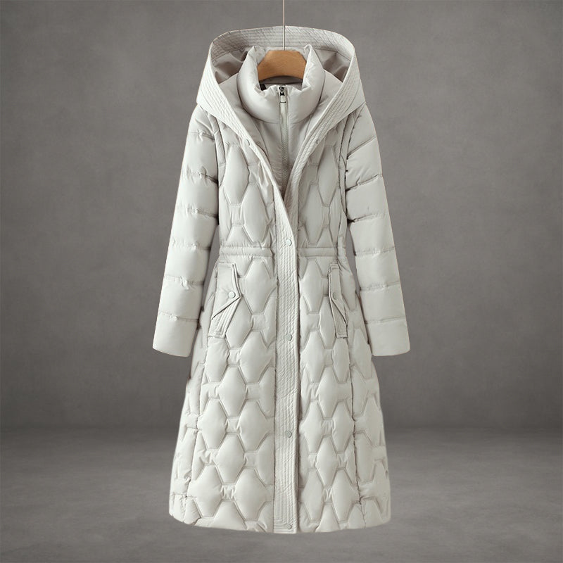 Hooded Winter Coat in a Longline Cut with Zip Front