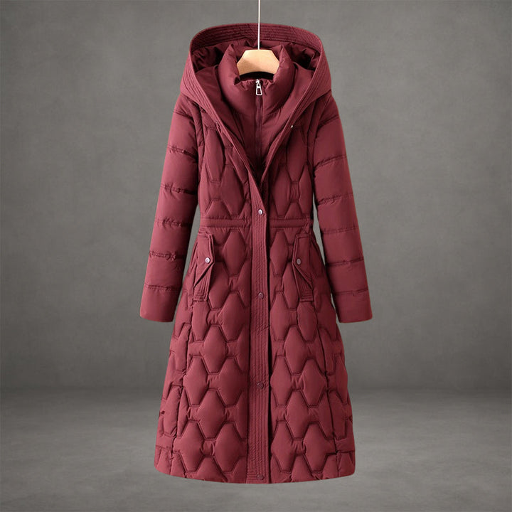 Padded Long Coat with Drawstring Hood