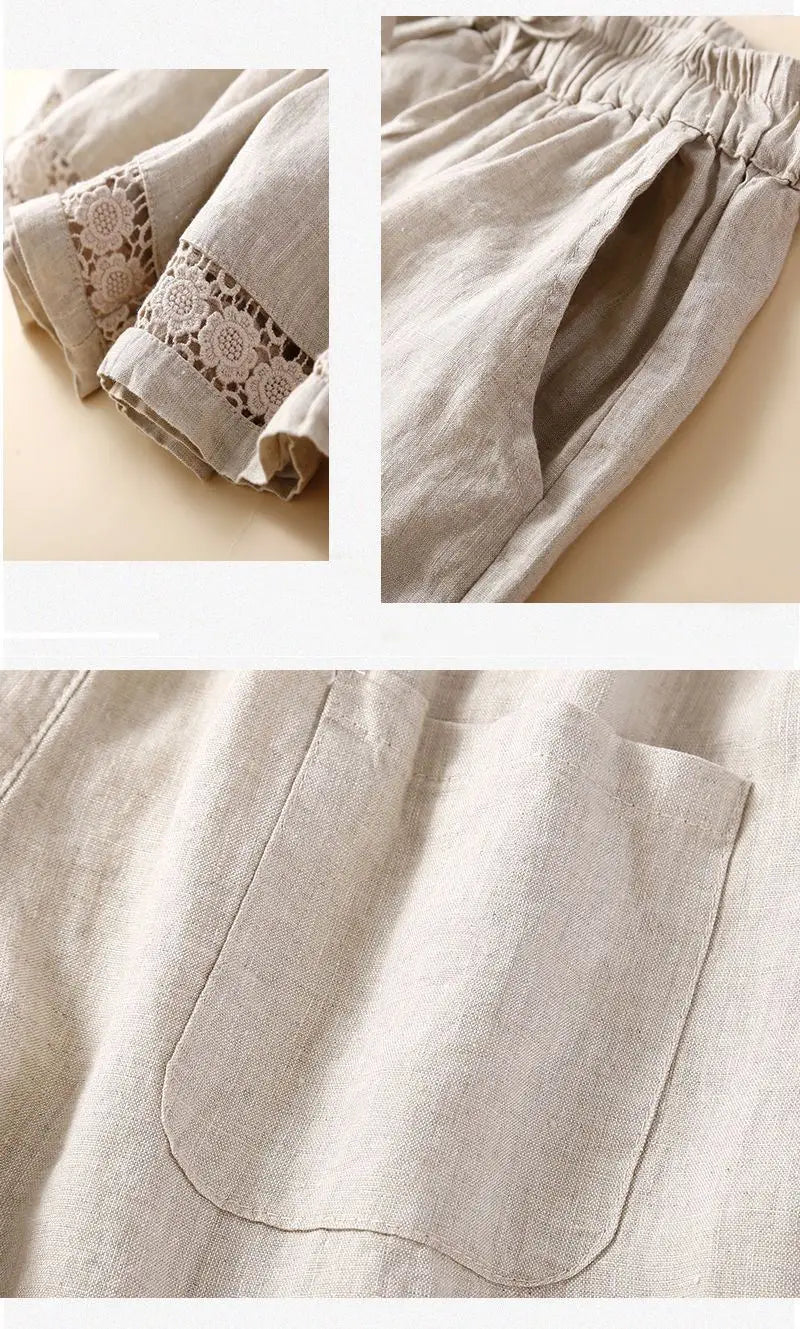 Embroidered Linen Shorts