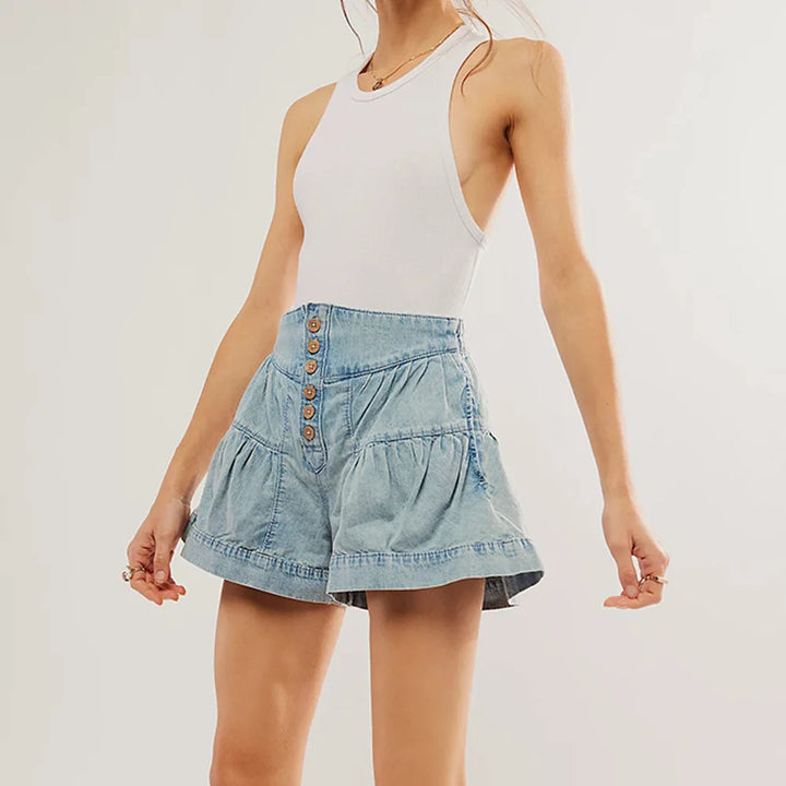 Navy High-Waist Tailored Cotton-Twill Shorts