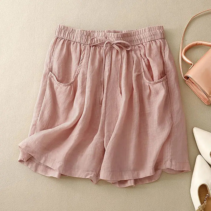 Relaxed Fit Drawstring Waist Cotton-Blend Shorts