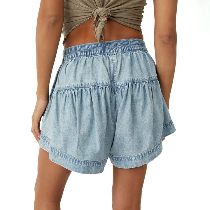 Navy High-Waist Tailored Cotton-Twill Shorts